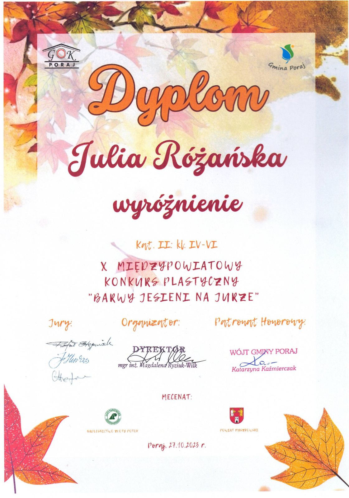 Dyplom Julita Różańska