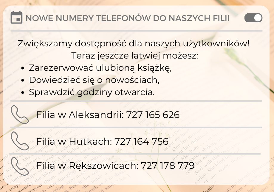 nowe numery telefonów filii